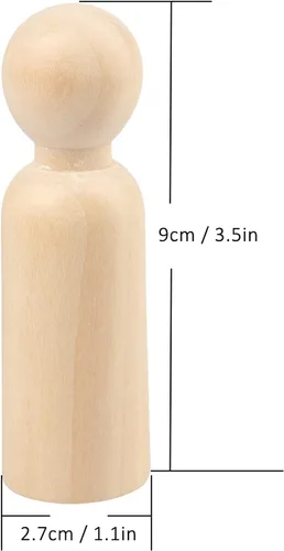 Miniatura 2 de Peg People de madera de 3.5 pulgadas, 60 piezas, muñecas sin terminar en tamaños de estandarización, perfectas para arte y manualidades, pintura