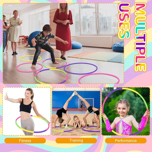 Miniatura 4 de Libima 16 piezas de aro de color de juguete para niños, aros de plástico de colores ligeros desmontables ajustables para juegos de fiesta, baile