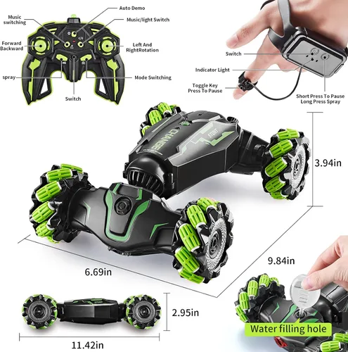 Miniatura 3 de TADOZIC Auto con sensor de gestos de control remoto 4WD, auto de acrobacias RC controlado a mano, vehículo de doble cara rotación de 360° con luz