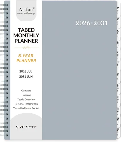 Agenda mensual 2024-2028/Calendario mensual - Planificador mensual de 5 años desde ene. 2024 - dic. 2028, 60 planificador mensual, 9" x 11",