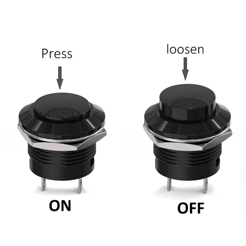 Miniatura 3 de Clyxgs SPST Mini interruptor de botón AC250V/3A AC125V/6A sin bloqueo Interruptor de botón momentáneo tapa negra, paquete de 20