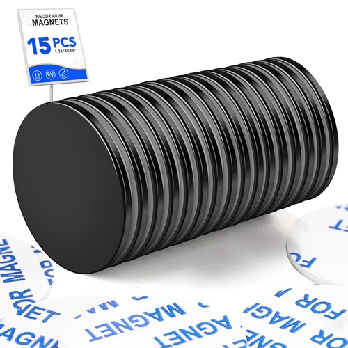 Miniatura 17 de LOVIMAG Super Strong Neodymium Disc Magnets with Epoxy Coating, Powerful Permanent Rare Earth Magnets 1.26 inch x 1/8 inch, Pack of 6 Negro