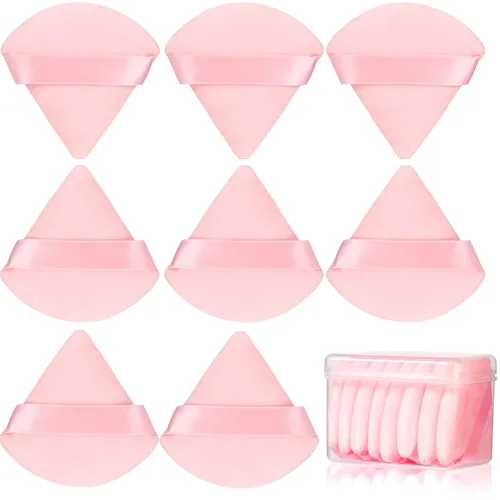 8 piezas de esponja de polvo de algodón en forma de triángulo, JASSINS, súper suave para maquillaje seco y húmedo, corrector/polvo suelto y Rosa