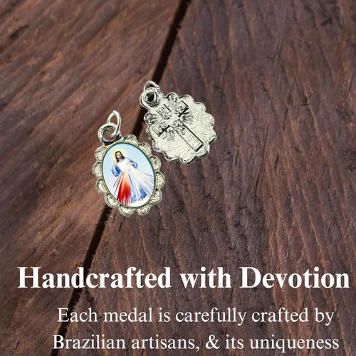 Miniatura 3 de Catholica Shop Colgante de medalla pequeña en tono plateado para ropa religiosa católica - Jesús, María y Santos, paquete de 6