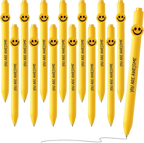 Miniatura 12 de Fuutreo 50 bolígrafos divertidos, regalos de agradecimiento a los empleados, cara sonriente, compañeros de trabajo, citas motivacionales, bolígrafos