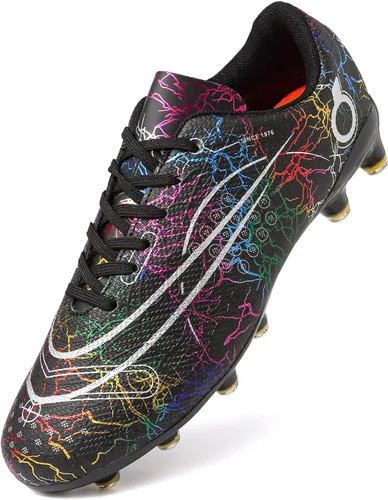 Beyondjuff Zapatos de fútbol para niños con tacos de fútbol para suelo firme, zapatos de césped para niñas, zapatos de entrenamiento al aire libre,