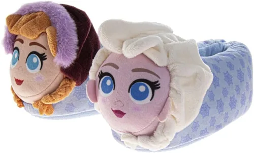 Disney Frozen Elsa and Anna - Pantuflas de felpa para niñas, antideslizantes, cómodas, esponjosas, ligeras, cálidas, suaves, para interiores y niñas
