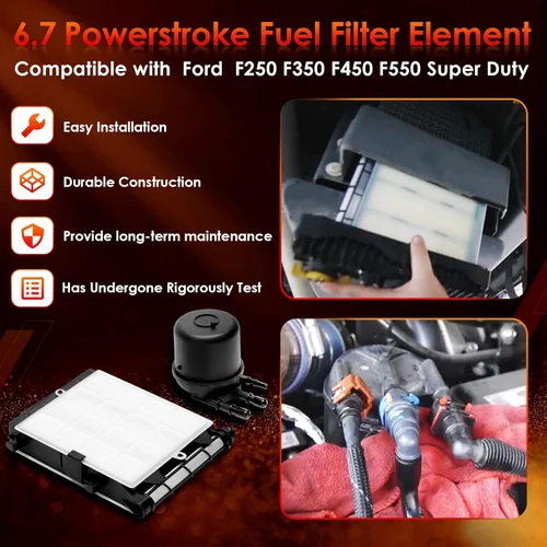 Miniatura 3 de Elemento de filtro de combustible Powerstroke 6.7, compatible con Ford F-250, F-350, F-450, F-550 Super Duty V8 de 2017-2023, reemplaza # FD-4624