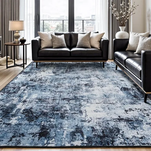 Rugflix Alfombras de área de 8 x 10 pies para sala de estar, alfombra grande lavable, resistente a las manchas, pelo bajo, alfombra oscura moderna