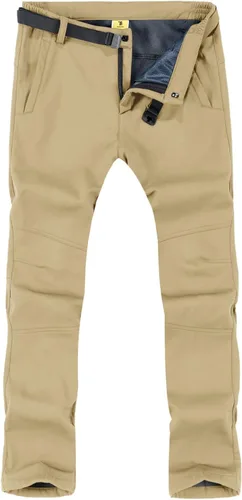 TBMPOY - Pantalones de esquí de nieve impermeables con forro polar para hombre, para senderismo, montaña, revestimiento suave con cinturón