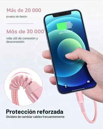 Miniatura 5 de Aioneus Cable de carga para iPhone de 3 pies, paquete de 3 cables Lightning con certificación MFi, cable de carga rápida de nailon trenzado