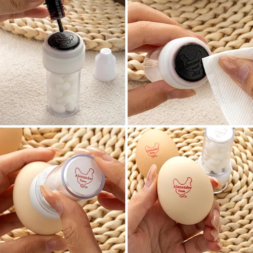 Miniatura 4 de Sellos de huevos personalizados para huevos frescos, silueta de gallina con nombre personalizado, sello de plástico de 1.18 x 2.76 pulgadas, regalo