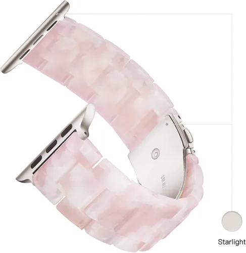 Miniatura 5 de LS - Correa de resina para iWatch compatible con Apple Watch Ultra 2/1 de 1.732 pulgadas, Starlight Series 9, Series 8, Series 7, Series SE, Series