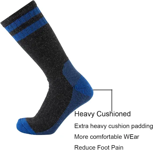 Miniatura 3 de CEREBRO Calcetines de lana merino para hombre, calcetines acolchados a media pantorrilla, que absorben la humedad, calcetines de senderismo