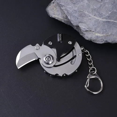 Miniatura 9 de Mini herramienta multifuncional plegable para exteriores 7 en 1 - Pequeña herramienta EDC con juego de destornilladores - colgante de bolsillo