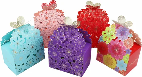 Miniatura 15 de Kslong Juego de 50 unidades por juego de cajas de regalo de galletas, recuerdos románticos de boda, bonita caja de chocolate para bodas, suministros