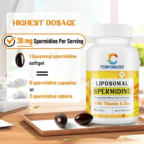 Miniatura 3 de 30mg Suplemento de Espermidina para Hombres y Mujeres, Alta Absorción, Más Potente que la Espermidina 3HCL - para Renovación Celular, Longevidad