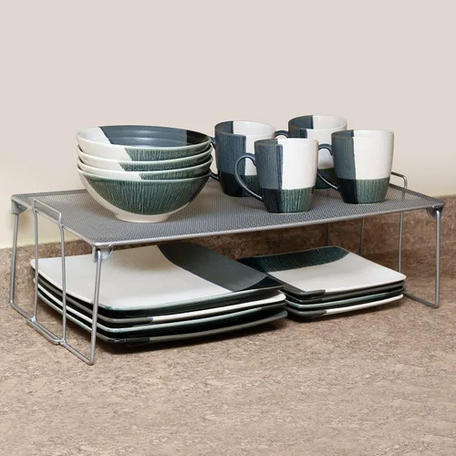 Miniatura 3 de YBM HOME Estante apilable de almacenamiento para cocina, baño y oficina, organizador de acero inoxidable de alambre de malla plateada con patas