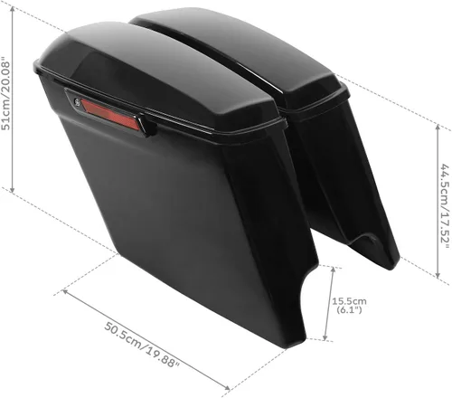 Miniatura 3 de TCT-MOTORPARTS - Alforja extensa de 5 pulgadas con pestillos negros, color negro brillante Negro vívido con pestillos negros
