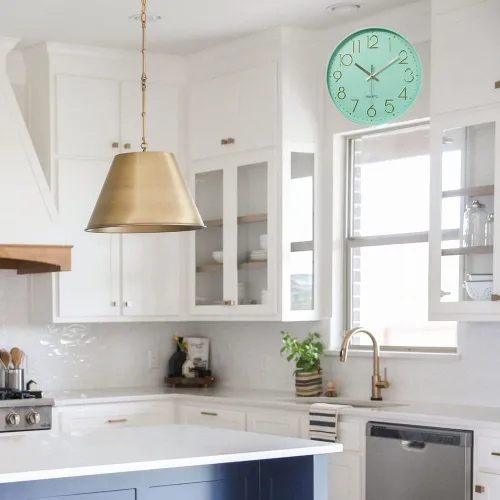 Miniatura 7 de Reloj de pared de 12 pulgadas, silencioso, de cuarzo, funciona con pilas, para el hogar, cocina, oficina, escuela, sala de estar, decoración