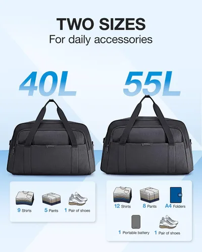 Miniatura 7 de BAGSMART Bolsa de viaje Negro 40L Bolsa de viaje