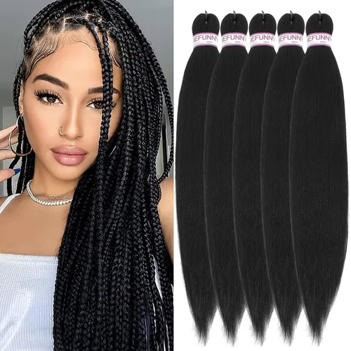 Miniatura 29 de BEFUNNY Cabello para Trenzar, Cabello para Trenzar Pre-Estirado, 24 Pulgadas 8 Paquetes Cabello Preestirado Ombré para Trenzas de Caja de Crochet