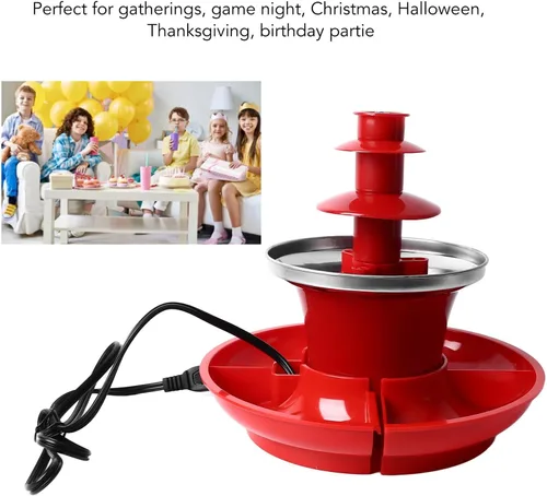 Miniatura 4 de Máquina eléctrica de 3 niveles para fondue de chocolate para fiestas, fuente de chocolate con placa desmontable grande, alta capacidad, perfecta
