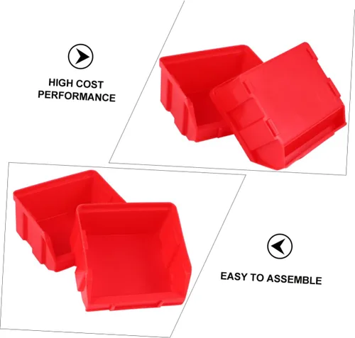 Miniatura 2 de DOITOOL Cajas de cajas de plástico con tapas, cubos de almacenamiento pequeños, cubos de almacenamiento apilables montados en la pared rojos