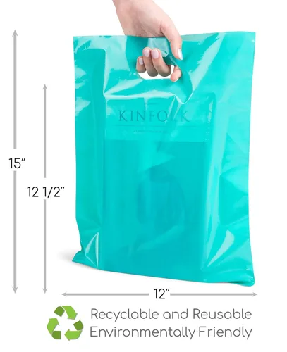 Miniatura 5 de Choice Marts 200 bolsas para mercancía color verde azulado y morado de 2 mil extragruesas y 12" x 15", bolsas de plástico brillantes para ventas al