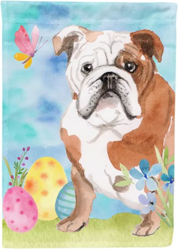 Miniatura 4 de Caroline's Treasures BB9626GF Bandera de jardín de Pascua con diseño de bulldog inglés para buzón, bandera decorativa para patio exterior, obras