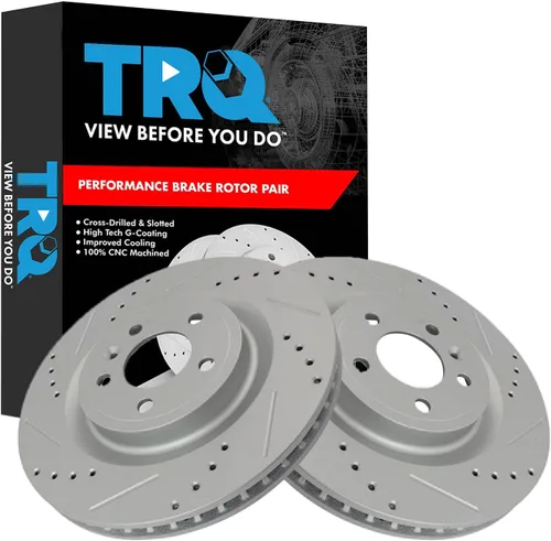 Miniatura 208 de TRQ Juego de rotores de freno de rendimiento trasero con revestimiento G premium compatible con Mazda 6 2014-2021