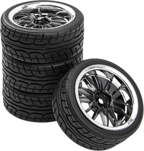 Llantas hexagonales de 12 radios y neumáticos de goma compatibles con HSP Tamiya HPI Kyosho 1/10 On-Road Touring Car WLtoys 1/14 144001 Traxxas 1/16