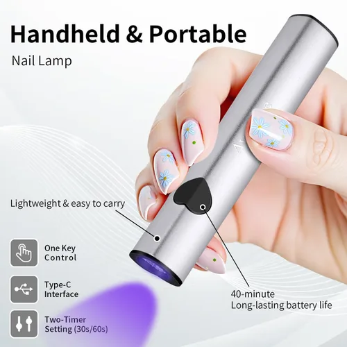 Miniatura 4 de Luz UV de mano para uñas de gel, lámpara LED UV inalámbrica para curar esmalte de gel, secador de uñas USB recargable 8 veces más rápido para secado