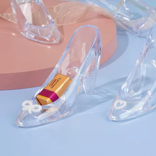 Miniatura 3 de Mini zapatillas de princesa Cenicienta de plástico, tacones de cristal, decoraciones de fiesta para bodas, recuerdos de fiesta de cumpleaños, 3.5