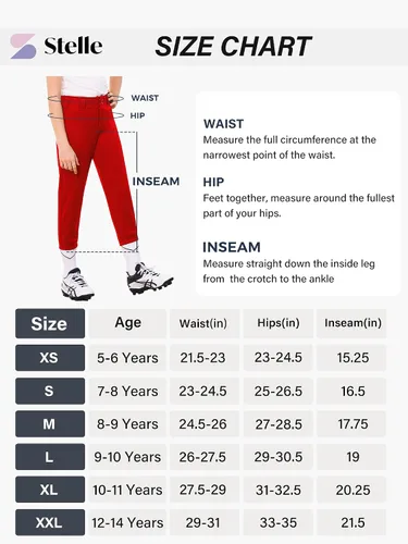 Miniatura 6 de Stelle Pantalones de sóftbol para niñas, pantalones de béisbol para jóvenes, pantalones de lanzamiento rápido con bolsillos, camiseta para niños
