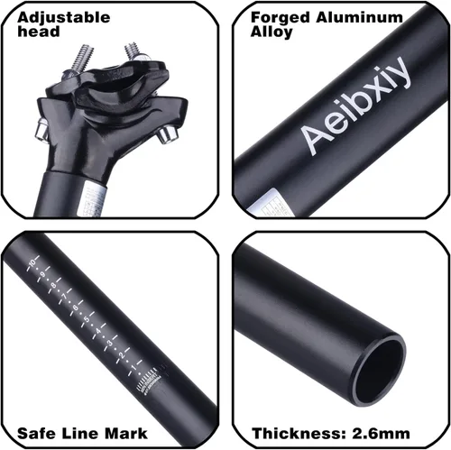 Miniatura 4 de Aeibxiy Bicicleta SeatPost 1.071 in 1.217 in 1.244 in aleación de aluminio 13.780 in bicicleta asiento post para montaña carretera bicicletas BMX