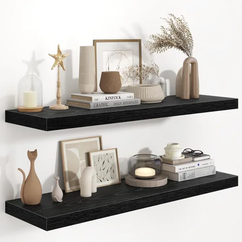 Miniatura 43 de Fun Memories Estantes flotantes de 48 pulgadas, estantes de pared de 9.3 pulgadas de profundidad para baño, sala de estar, dormitorio, cocina