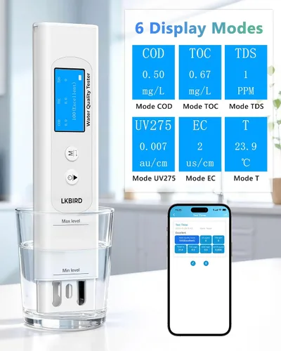 Miniatura 2 de Probador de agua inteligente 6 en 1 para agua potable con monitoreo de aplicación, kit de prueba digital de agua para medidor TDS, EC, temperatura