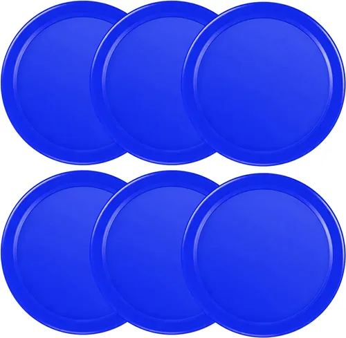 Coopay 3 1/4 Inches Air Hockey Pucks 6 Pack Full Size Heavy Replacement Pucks for Game Tables Equipment Accessories Azul