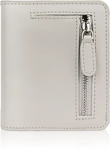 Miniatura 27 de Funtor Cartera de cuero para mujer, pequeña y compacta, con bolsillo doble, bloqueo RFID, para mujer