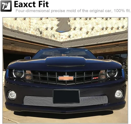 Miniatura 6 de Se adapta a Chevy Camaro SS V8 2010-2013 parachoques delantero de aluminio sólido cromado rejilla de inserción de perno sobre la rejilla