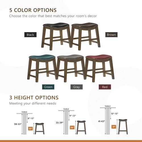 Miniatura 7 de Homelegance Ordway Taburetes de Altura de Comedor de Madera Maciza - Taburetes de Altura de Mesa Estilo Silla de Montar para Comedor de Transición