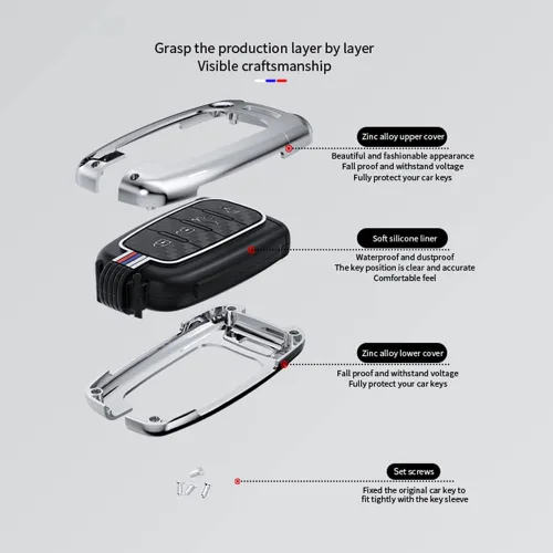Miniatura 6 de Funda de aleación de zinc compatible con Hyundai Elantra GT Genesis Coupe Sonata Veloster Tucson Kia Optima Rio Forte Koup Soul Sportage Gris