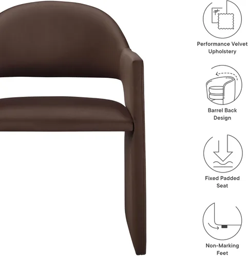 Miniatura 4 de Modway Talia Performance - Sillón de comedor de terciopelo en color marrón chocolate