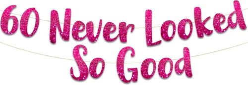 Miniatura 11 de Pancarta dorada con purpurina de 60 años preencordados con la frase "Never Looked So Good" – Decoraciones de cumpleaños 60 y aniversario para Dorado