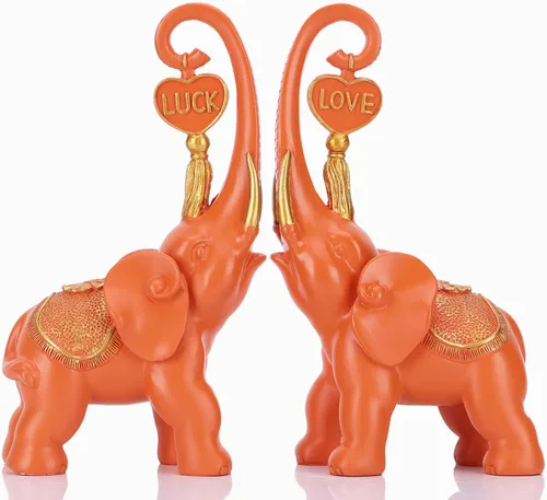 Miniatura 8 de DOVDOV Juego de 2 piezas de estatua de elefante azul, escultura de elefante de amor, elefante azul para decoración del hogar, estantería de oficina