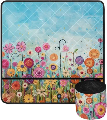 Miniatura 26 de Tapete para máquina de coser de teñido anudado con bolsillos, impermeable, organizador para máquina de coser para reducir el ruido, tapete protector