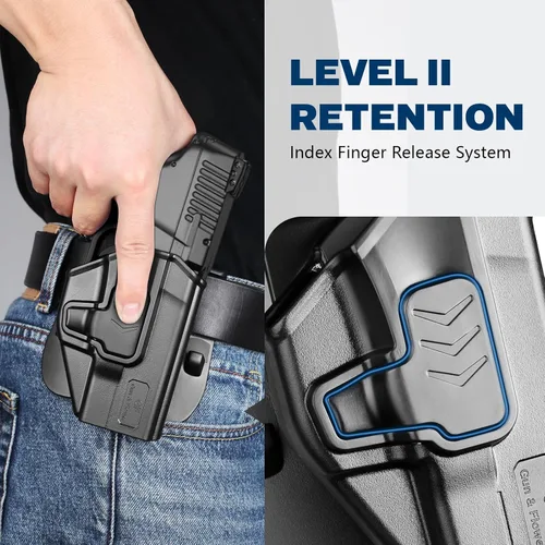 Miniatura 3 de GUN & FLOWER Paddle OWB Holster for Glock 17/19, Taurus G2C/G3C, 1911 5" No Rail, with Molle Adapter, Index Finger Release, 360° Adjustable Paddle