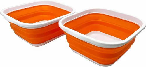 Miniatura 12 de SAMMART Juego de 2 tinas plegables de 5.5 L (1.4 galones) - Tina plegable para platos - Lavabo portátil - Tina de plástico que ahorra espacio