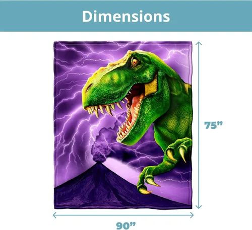 Miniatura 3 de Dawhud Direct T-Rex - Manta de vellón para cama, 75 x 90 pulgadas, manta de forro polar jurásico tamaño Queen para niños, hombres, unisex y niños